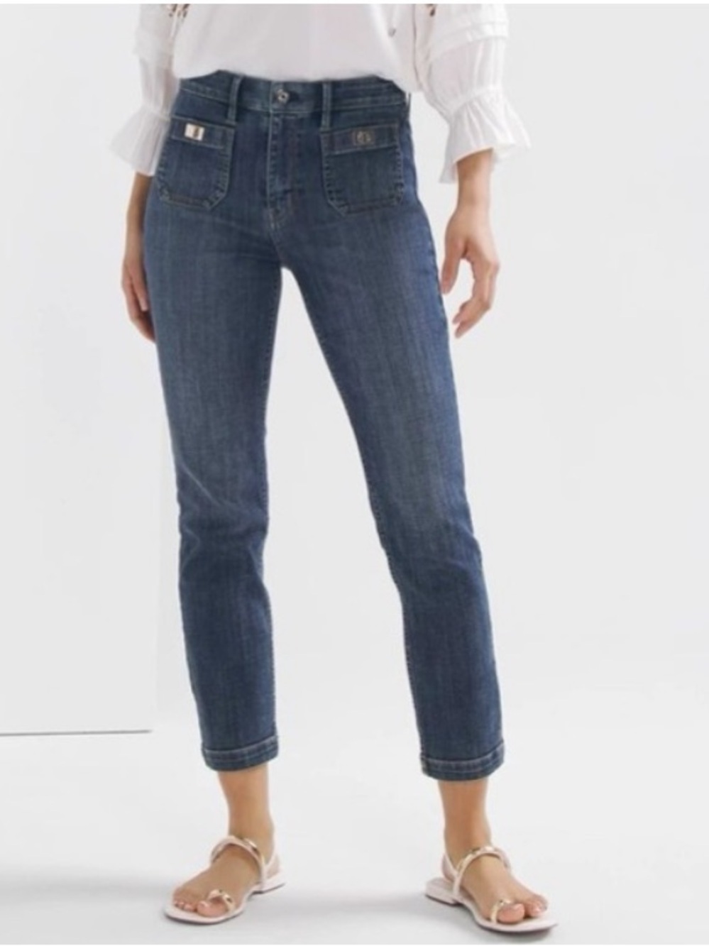 White House Black Market High-Rise Everyday Soft Turnlock Slim Crop Jeans 8 long